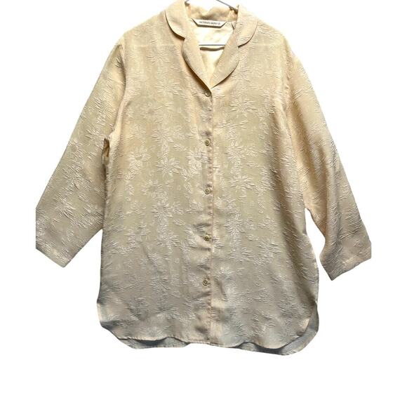 Victoria's Secret Vtg Secret Flower Embossed Button Up Collared Oversize Shirt M - Picture 1 of 8